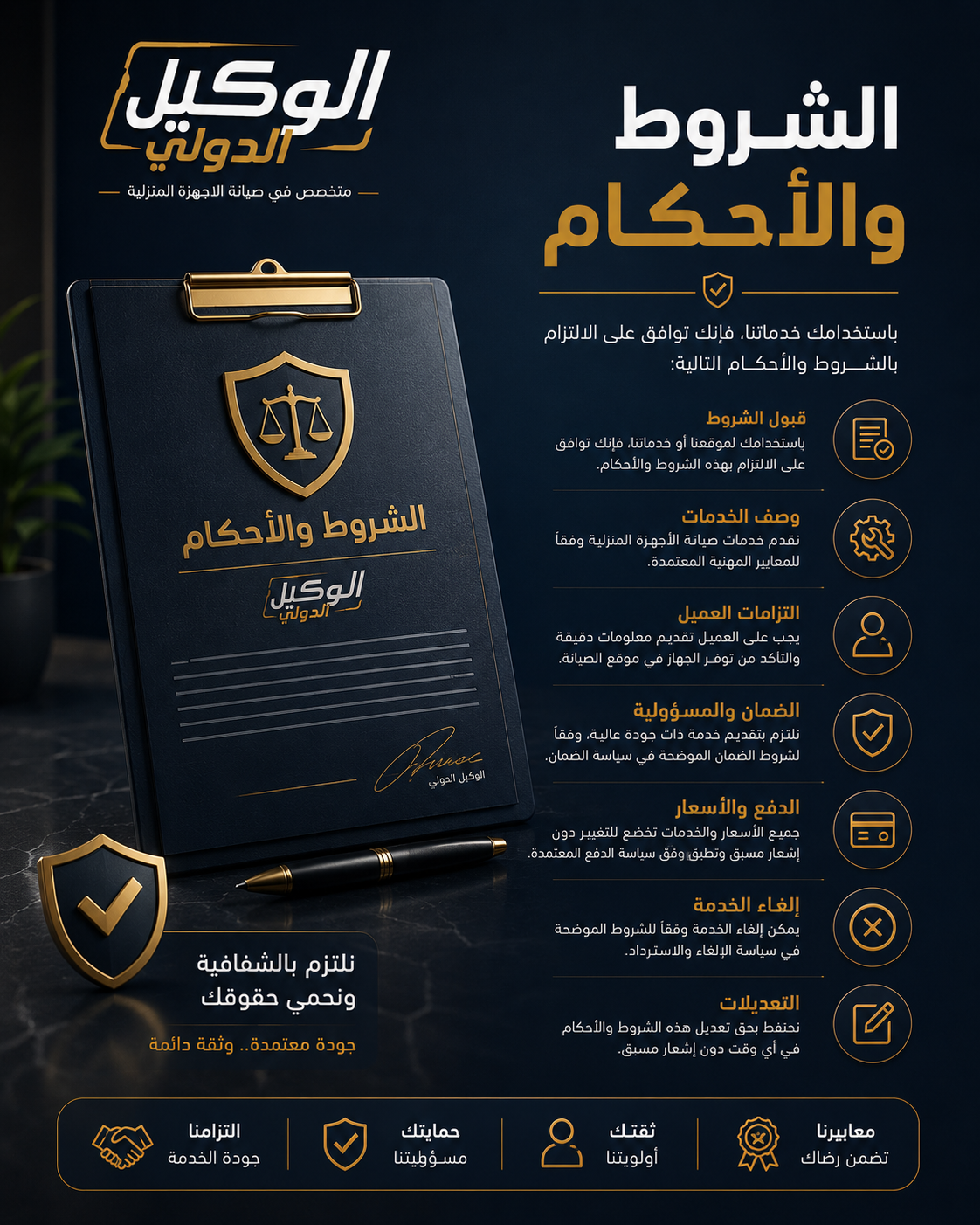 الشروط والأحكام الخاصة بخدمات الوكيل الدولي