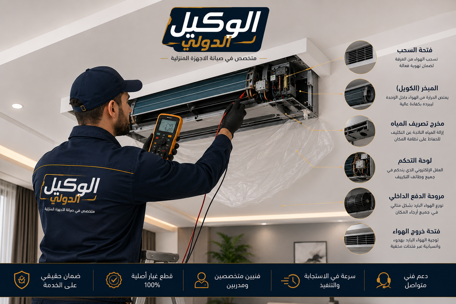 صيانة تكييف كونسيلد لمشكلات التبريد والصرف