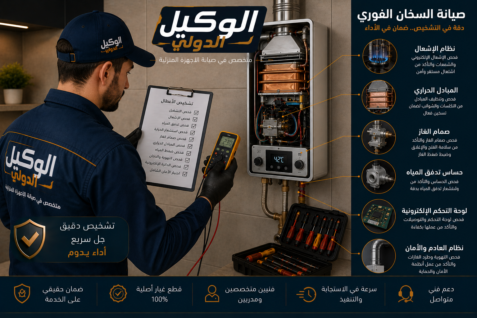 صيانة سخان فوري لمشكلات ضعف التسخين وضغط المياه